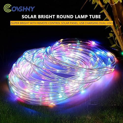 Miniatura 2 de covshny 656ft Solar LED Strip Lamp IP65 Waterproof Flexible Neon Lamp RGB Led Lamp with Remote Control Used for Outdoor Courtyard Staircase Roof