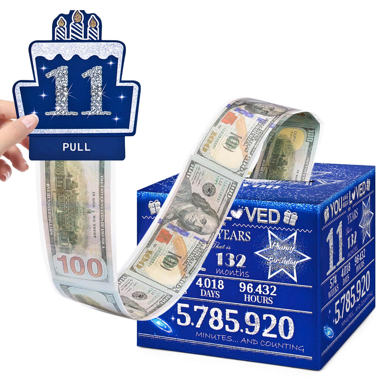 TOYEISHI 11th Birthday Money Box, 11th Birthday Decoration for Boys and Girls, Gifts for 11 Year Old Boys, Birthday Gift Ideas, Cool Things for Teens, Blue with 100 Bags-image-15