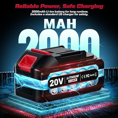 Miniatura 7 de Juego de taladro inalámbrico de 20 V, taladro eléctrico inalámbrico, atornilladores de taladro eléctrico, destornillador eléctrico - baterías de 2.0