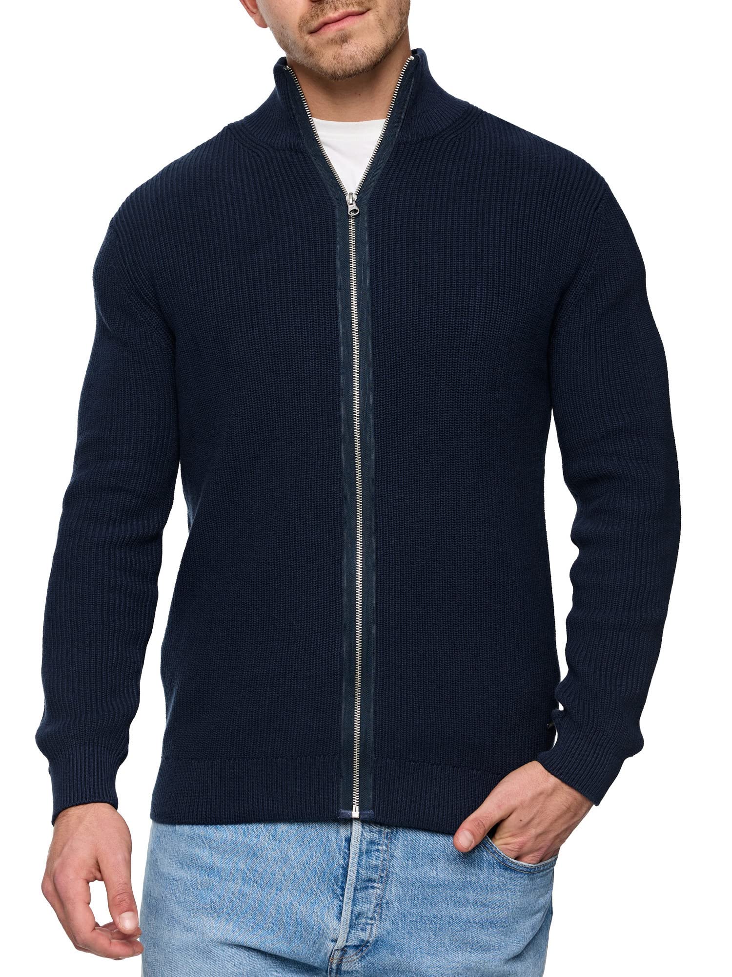 Indicode Hombres Dodson Cárdigan con Cuello Alto de algodón