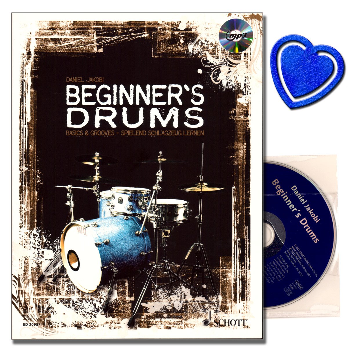 Beginner S Drums - PERCUSSIONS lehrbuch avec CD de Daniel jakobi - neuartigem Groove Concept - Grooves et Fills de la vie réelle - avec cœur Note colorée Pince