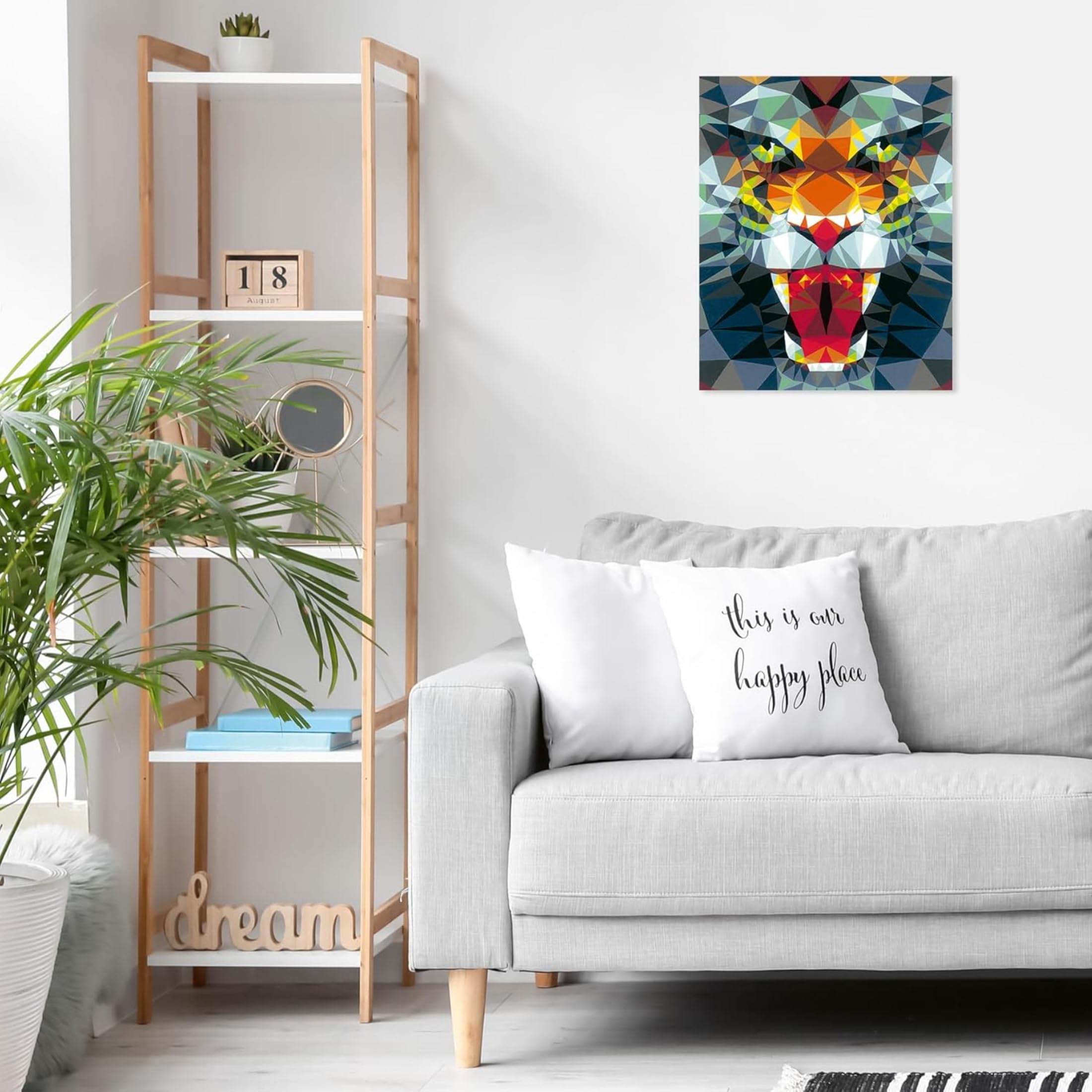 Ravensburger - CreArt Tigre Stile Poligono, Kit per Dipingere con i Numeri, Contiene Tavola Prestampata 24x30 cm, Pennello, Colori e Accessori, Gioco Creativo e Relax per Adulti 14+ Anni