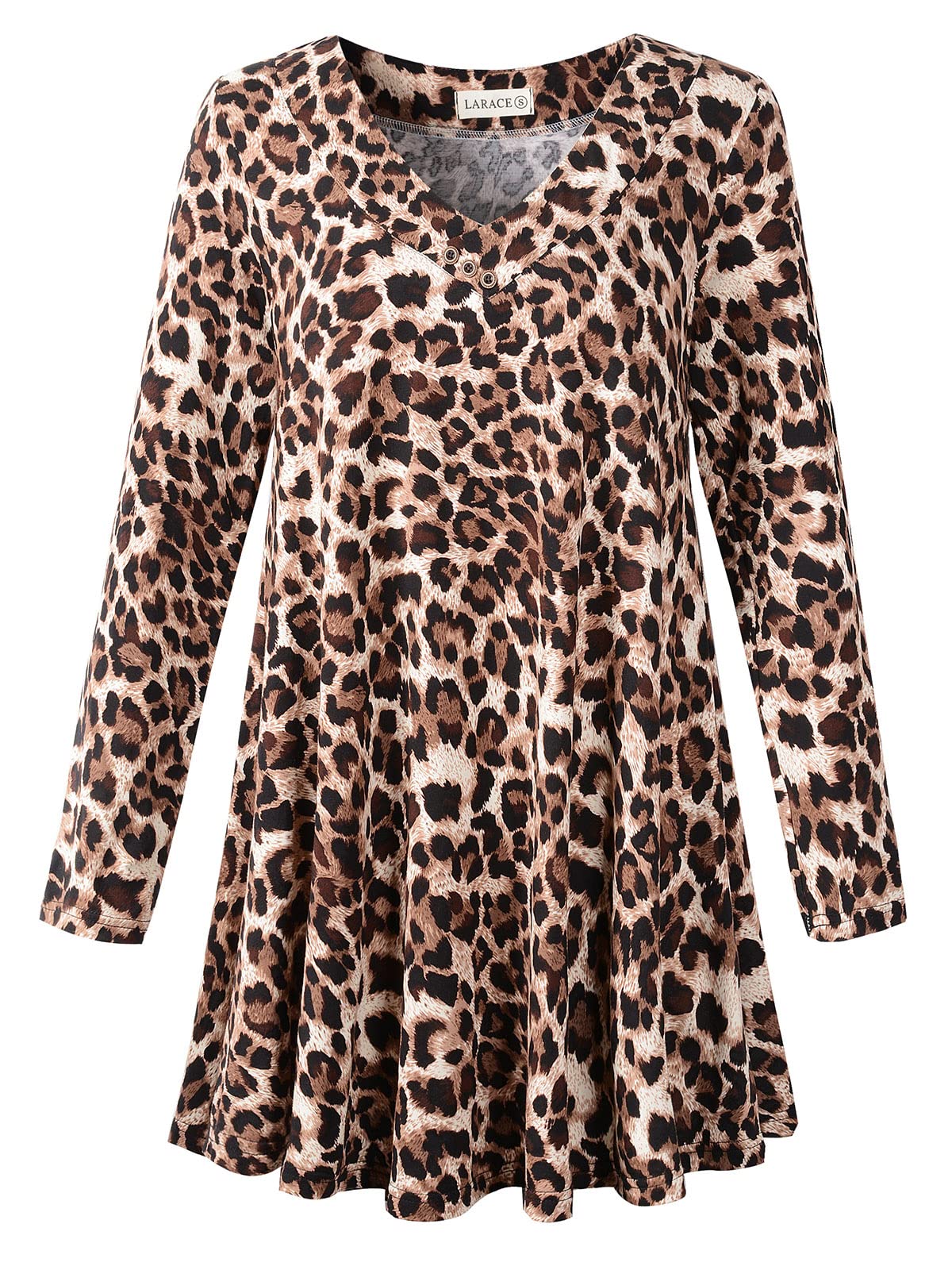 LARACE Women Plus Size Tunic Tops Long Sleeve V Neck Blouse Loose Swing Basic Flowy T Shirt for Leggings