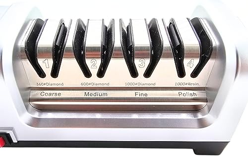 Miniatura 3 de Afilador de cuchillos eléctrico profesional de 4 etapas con abrasivos de diamante, repararestauraafilapule cuchillas