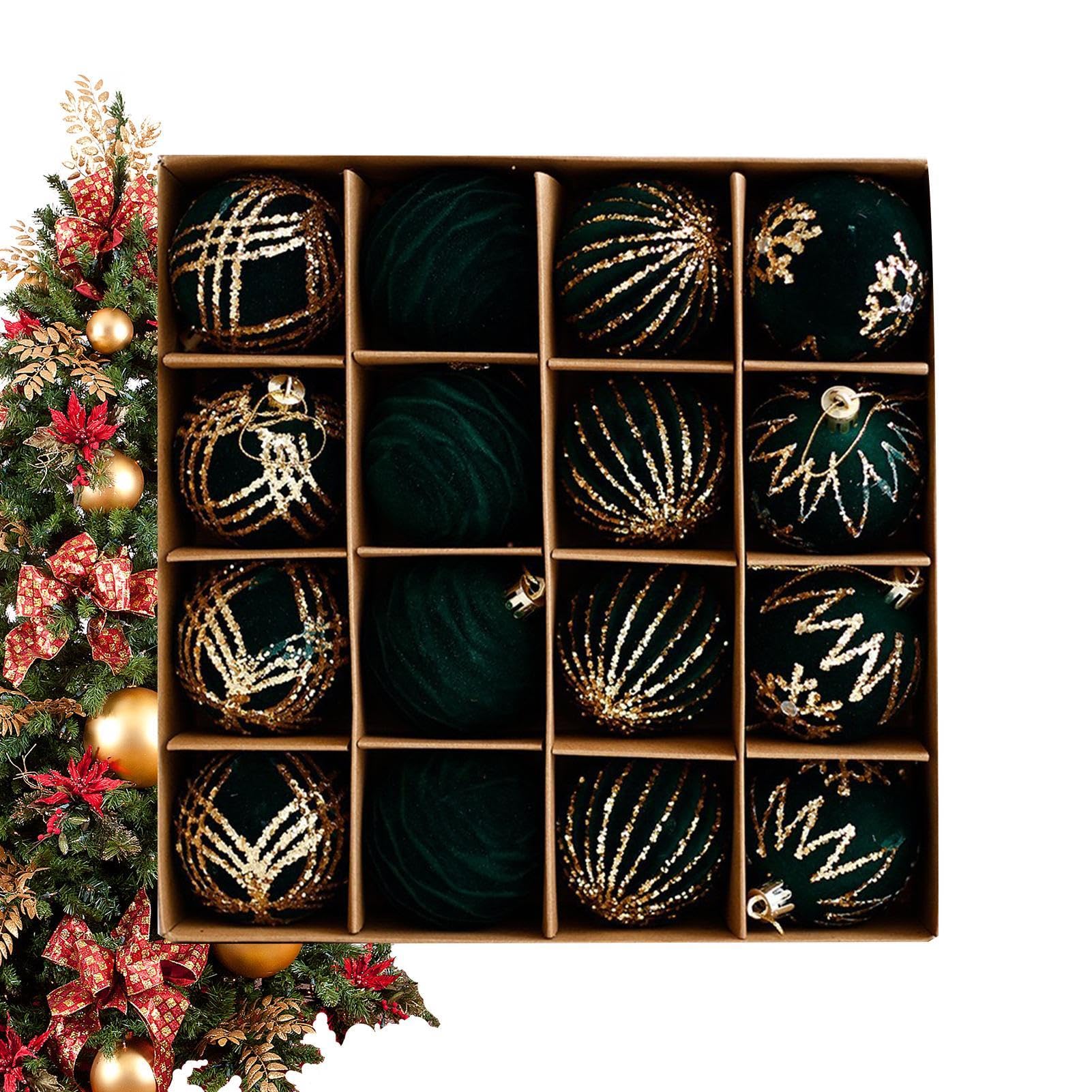 Boules de décoration de Noël Teksome : ornements floqués haut de gamme et incassables
