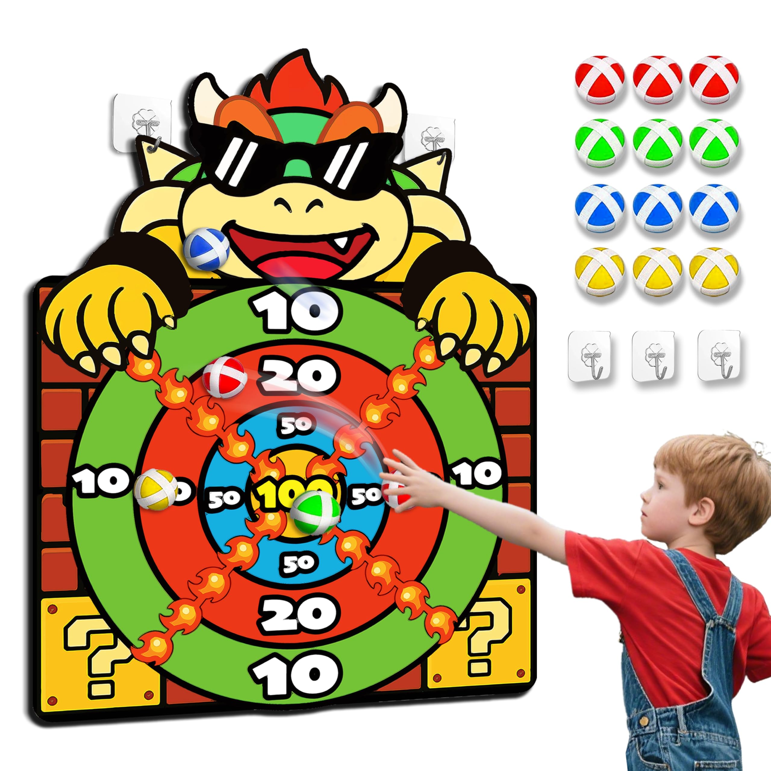 Panda Jeu De Fléchettes Pour Enfants - 12 Balles Collantes + Cible - Jeu D'extérieur Dès 3 Ans - Développe La Coordination Et L'adresse