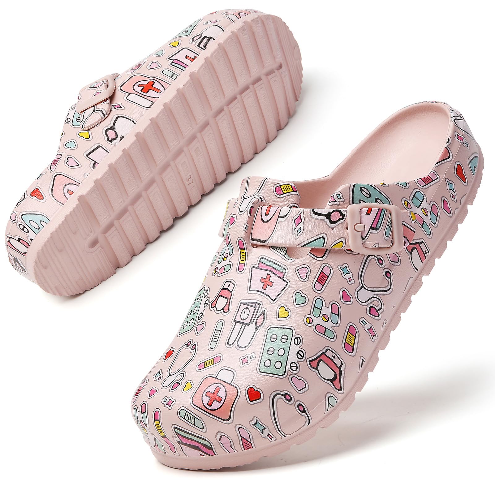 Damen Clogs Leicht Bequem Wasserdicht Gartenclogs Sommer Pantoletten Eva Slip On Hausschuhe mit Verstellbarem Riemen für Garten Strand Haushalt Freizeit