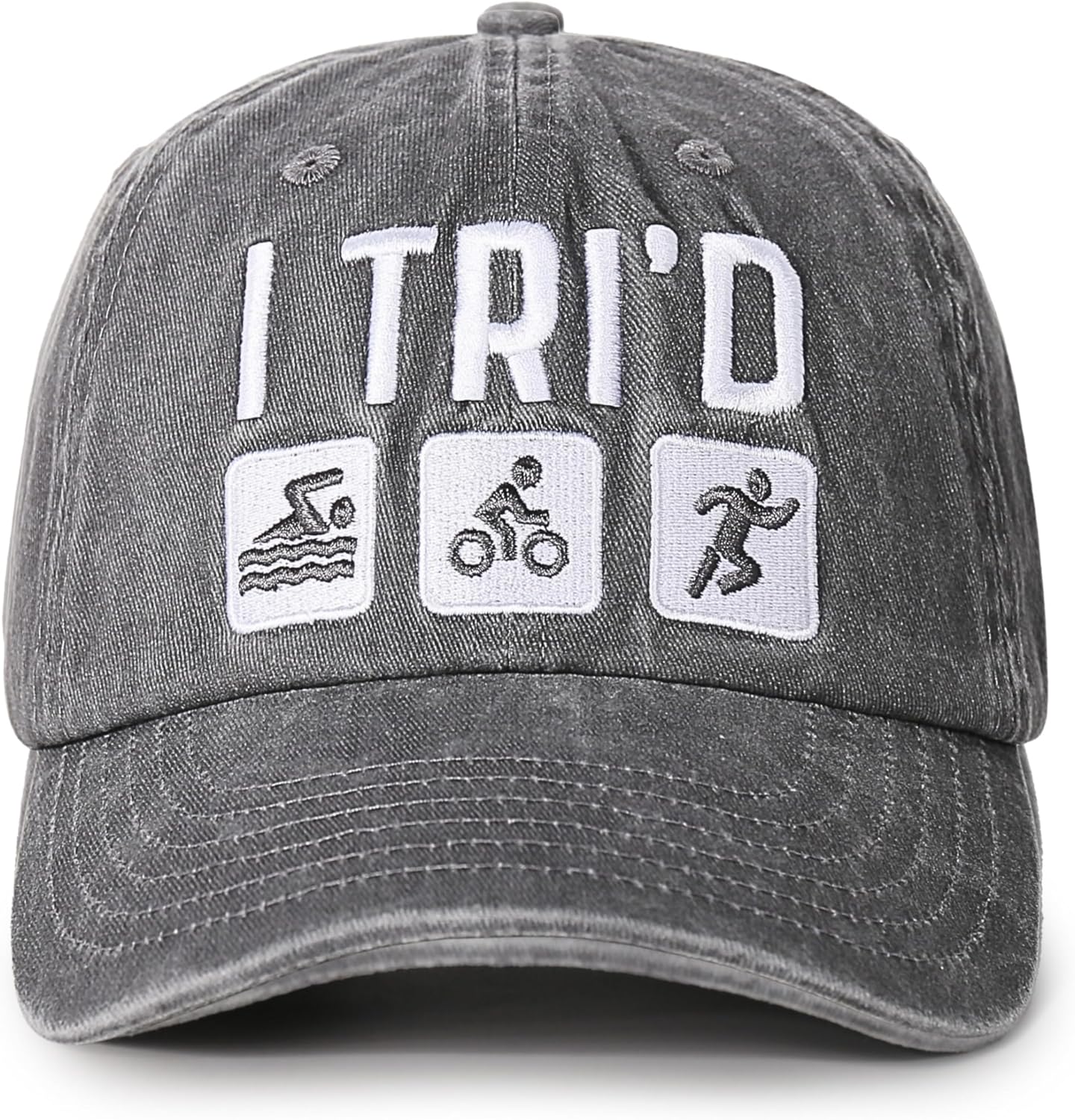 InnoBeta Triathlon Gifts, Triathlon Hat for Men Women for Christmas, Birthday, Adjustable Embroidered Baseball Cap Gray