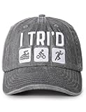 Triathlon Gifts, Triathlon Hat for Men Women for Christmas, Birthday, Adjustable Embroidered Baseball Cap Gray