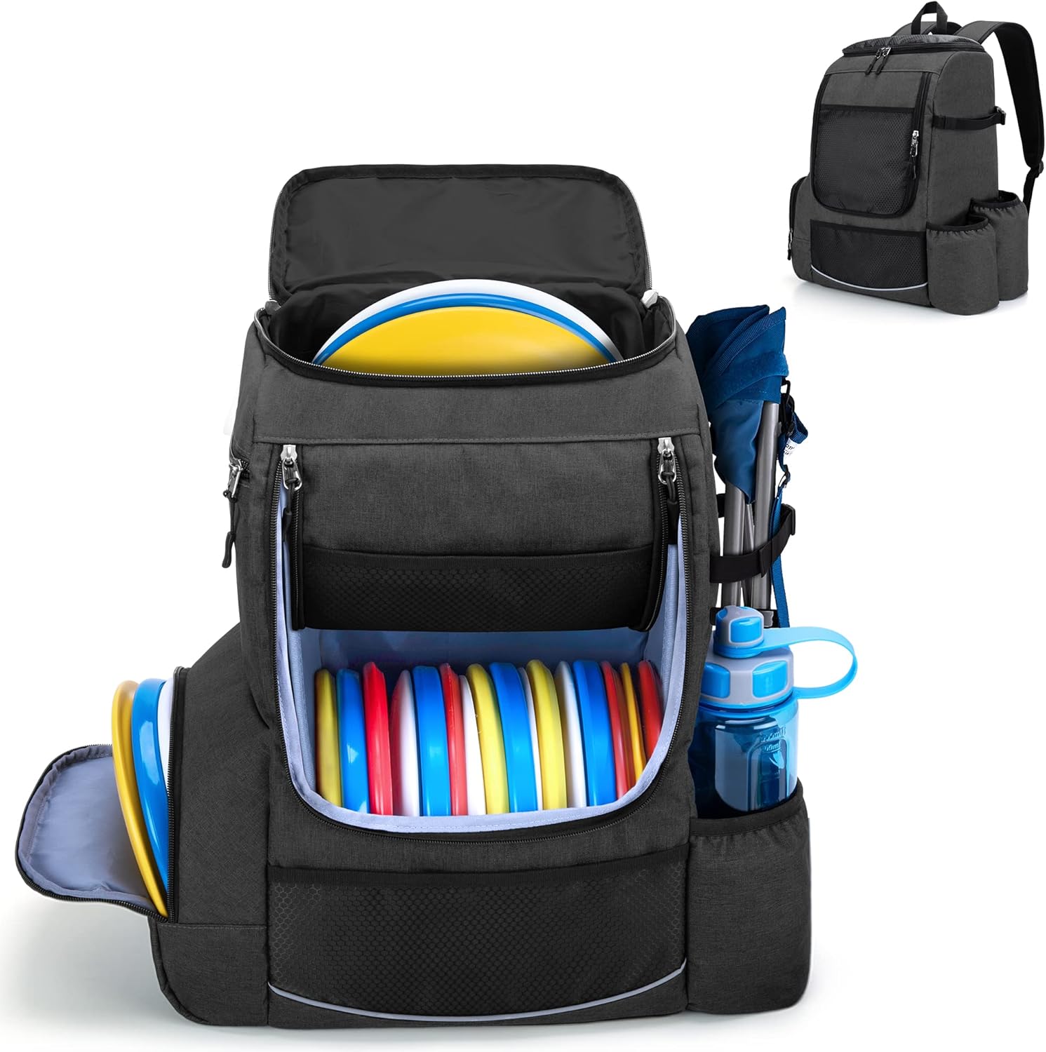 DSLEAF Disc Golf Bag, Frisbee Golf Backpack with 2426 Disc Capacity