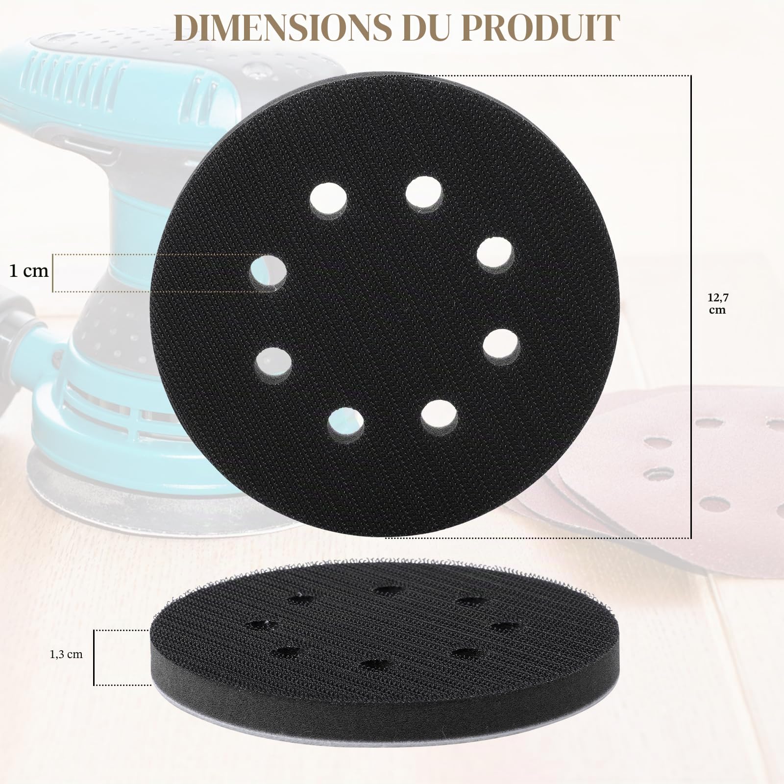 4 Pièces Tampon de Ponçage Souple 125mm Tampon d'Interface Ponceuse, Plateau de Poncage 8 Trous Tampon Interface en Éponge en Mousse Patin de Remplacement pour Ponceuse