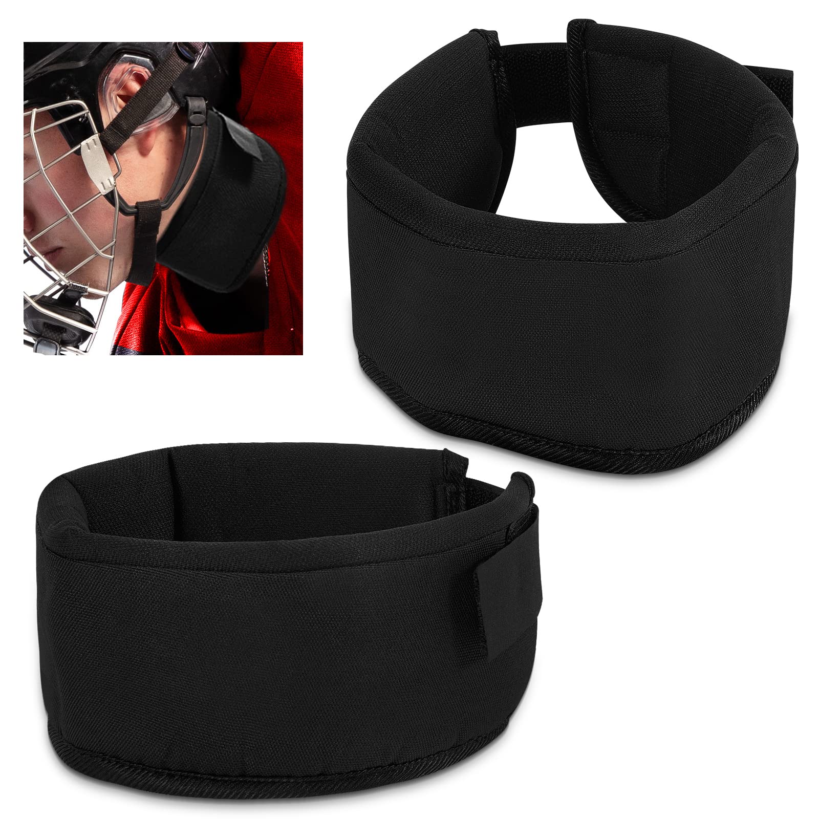 2 Pcs Winter Hockey Neck Guard Sports Cut Resistant Neck Guard Collar Protector for Youth Adult Paintball Ice Hockey Protective Gear, Black