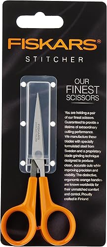 Miniatura 5 de Fiskars Tijeras ergonómicas de acero inoxidable con mango naranja, tijeras de papel y tela de 8 pulgadas para oficina, artes y manualidades