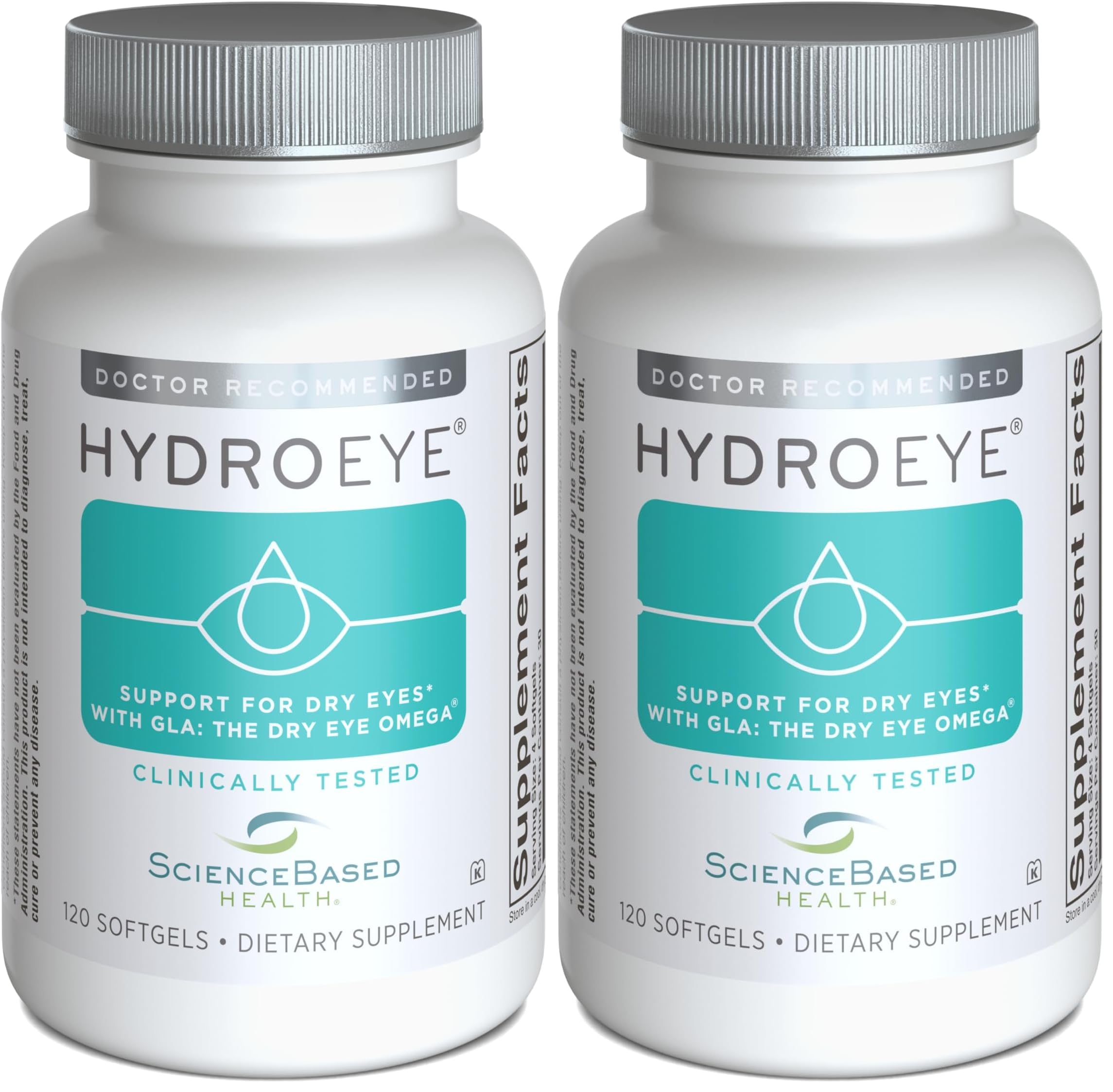 ScienceBased Health HydroEye Dry Eye Supplement – Clinically Tested Formula with GLA & Omega-3 – Supports a Healthy Tear Film for Lasting Eye Comfort – 120 Softgels : Everything Else