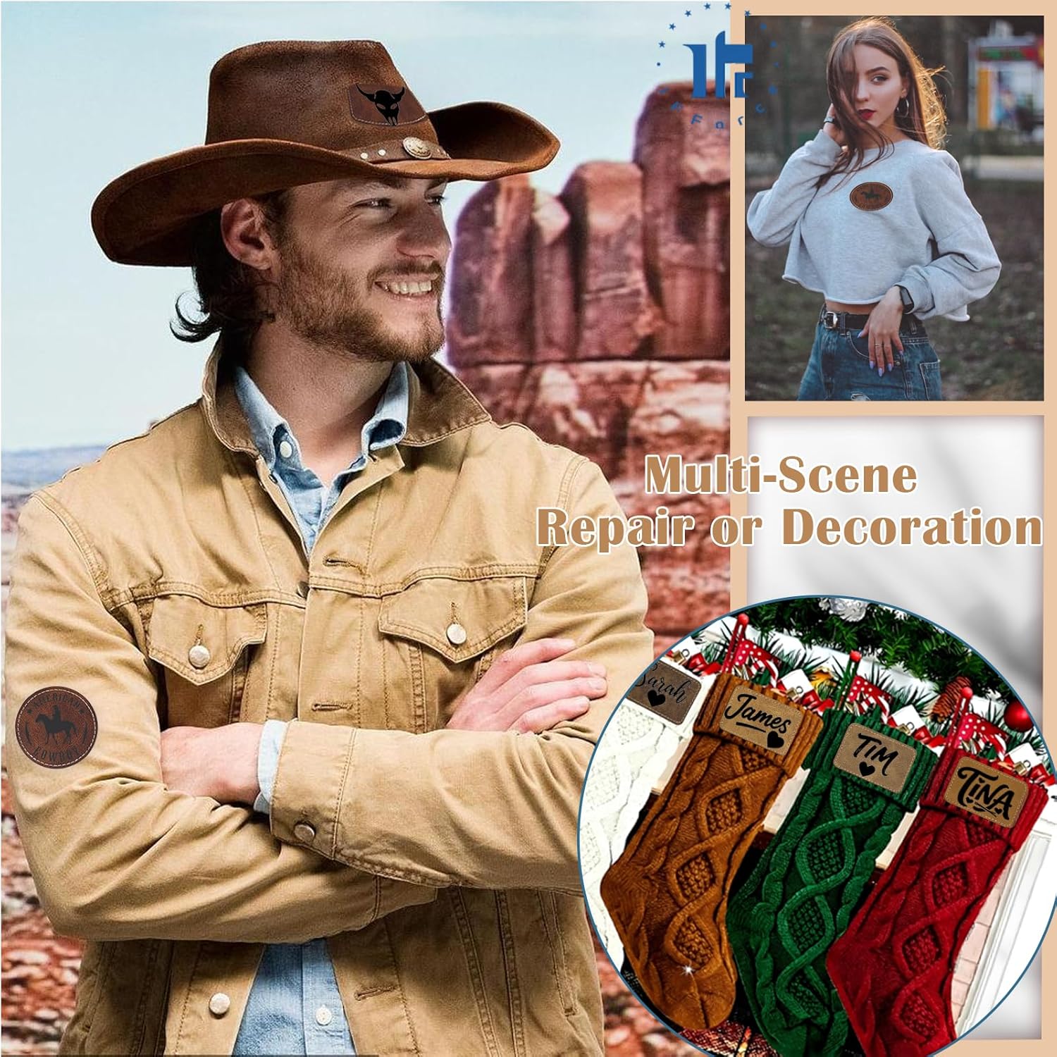 60pcs Blank Patches for Laser Engraving & Iron On | PU Leather Repair Patches | Khaki & Brown 5 Colors 3 Shapes | Fix Hats, Jeans, Backpacks, Bags, Jackets | DIY Crafters & Designers