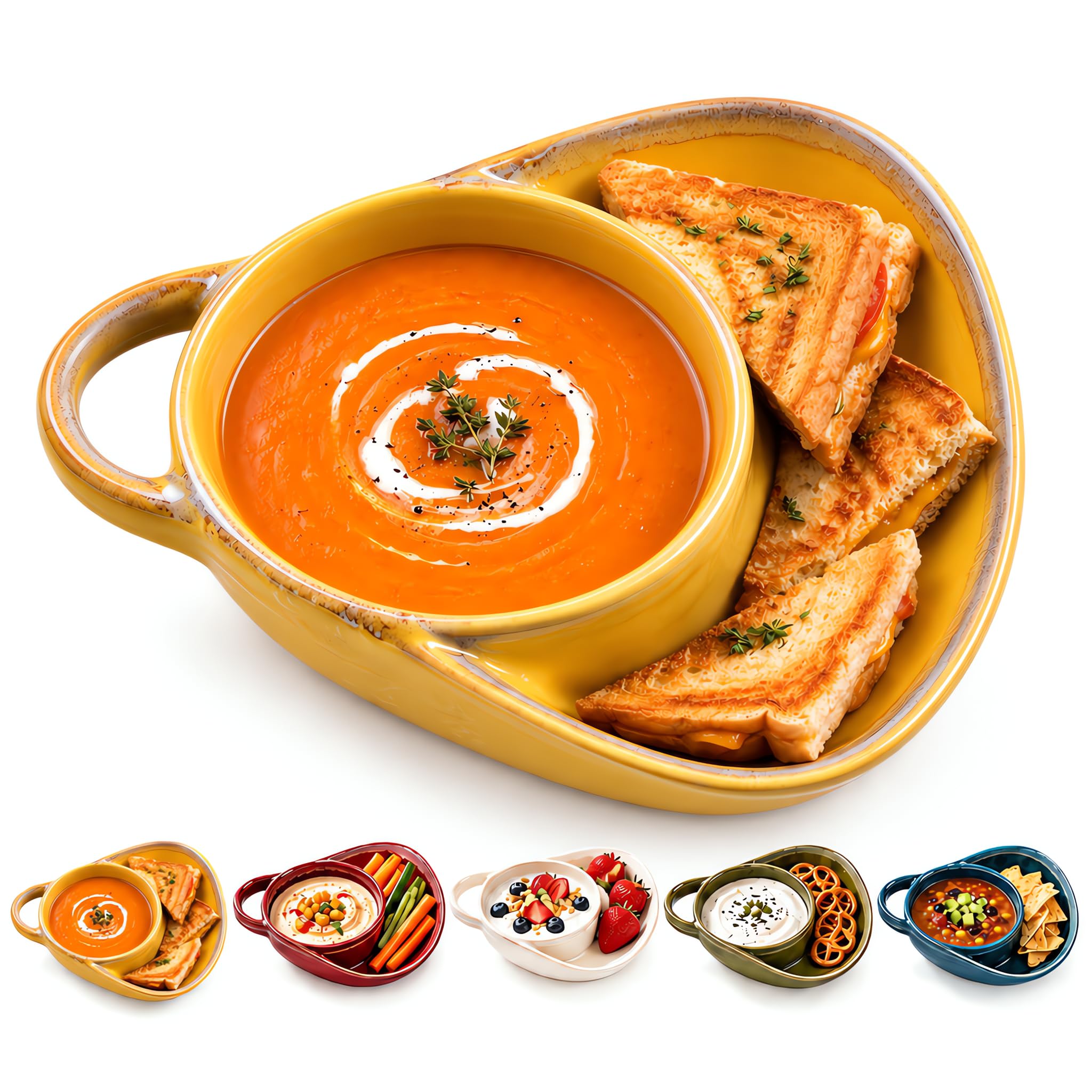 Ceramic Soup and Sandwich Bowl with Side Plate, Soup Bowl (Yellow) — image 1