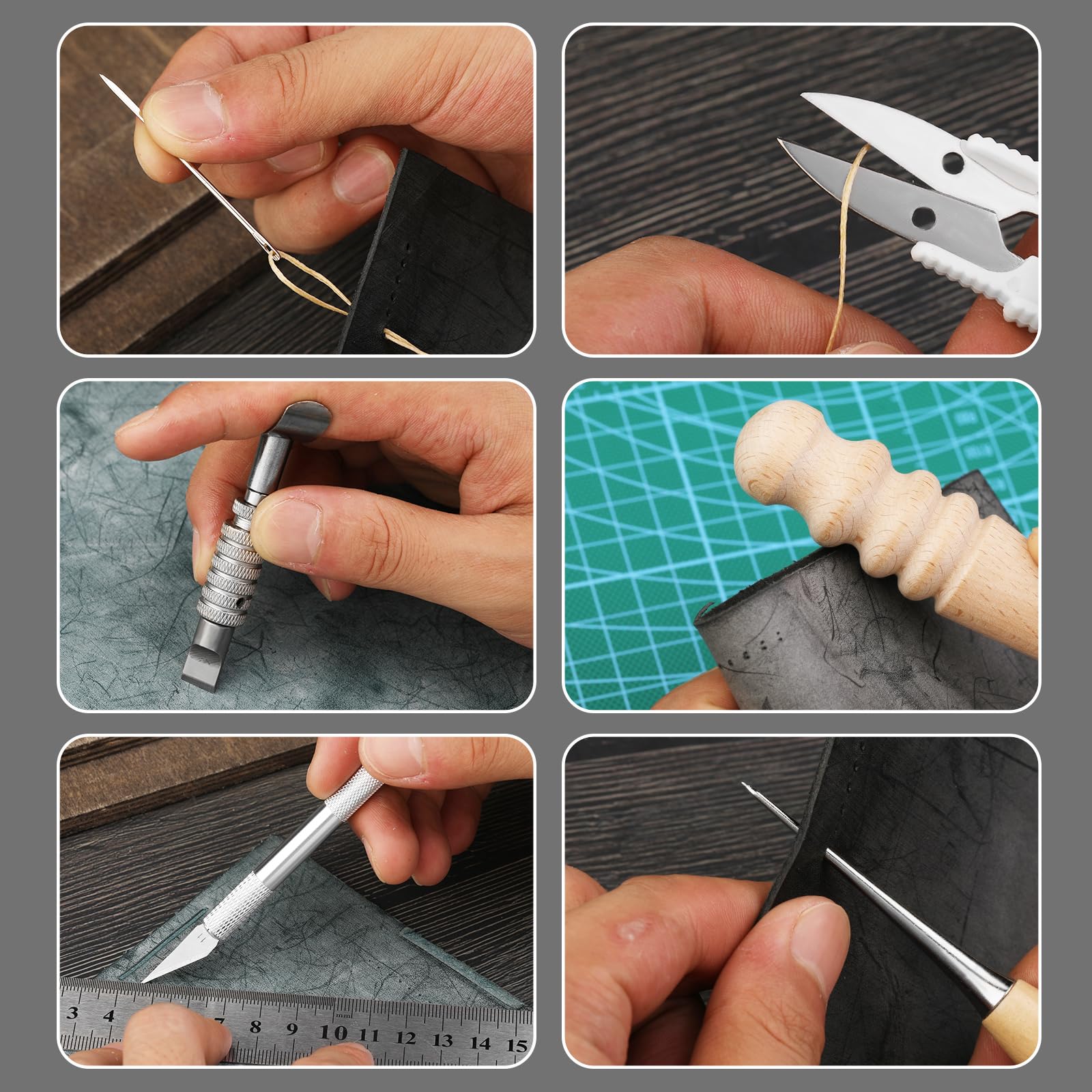 Kit d'outils pour le travail du cuir, comprenant des outils de poinçonnage, un poinçon à griffes pour la fabrication et la réparation