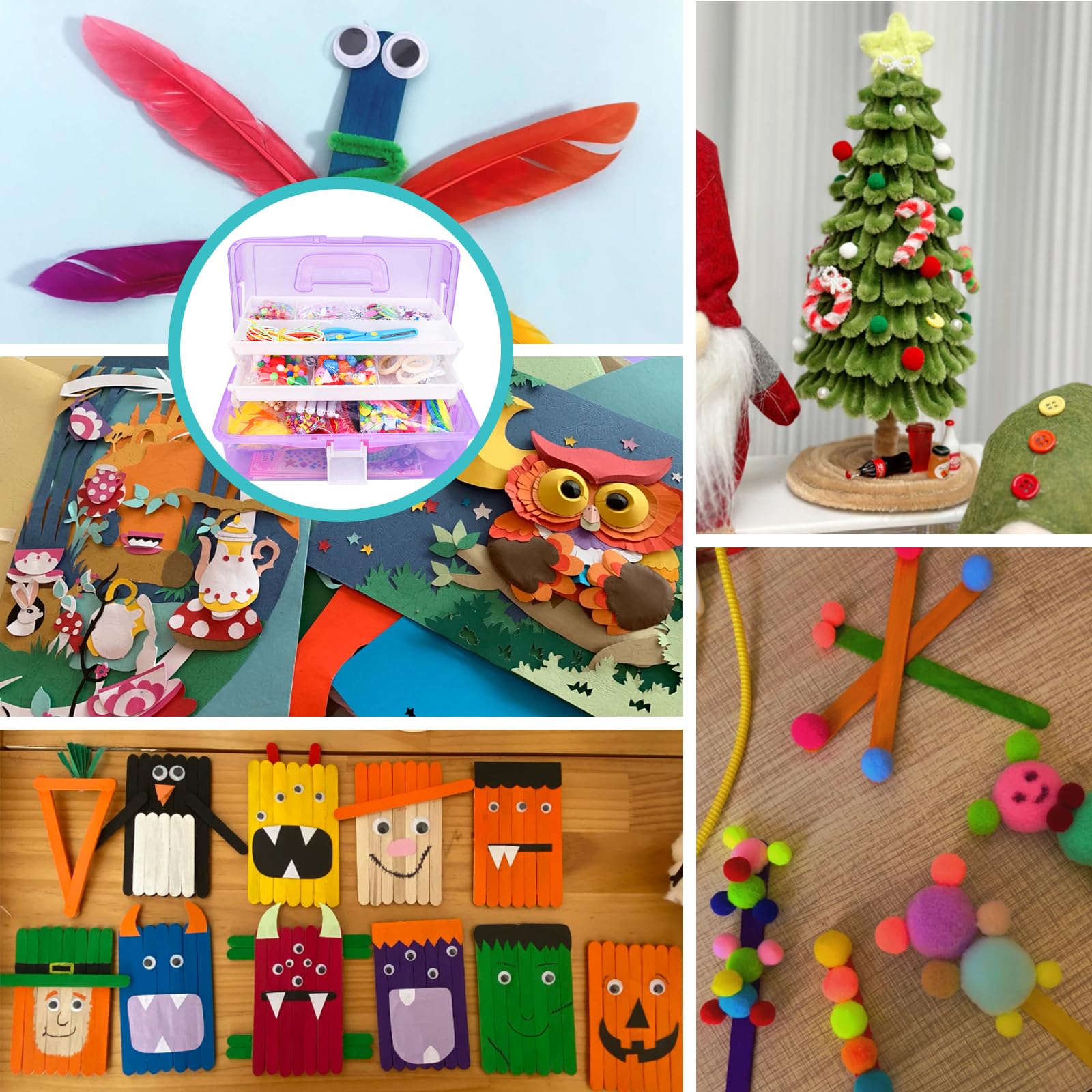 TAVADA Lavoretti Creativi per Bambini, 3000+PCS DIY Art Craft Set, Kit Artigianali Giochi Kids Mestiere Fai da Te Decorazioni Giocattoli, Accessori per Artigianato