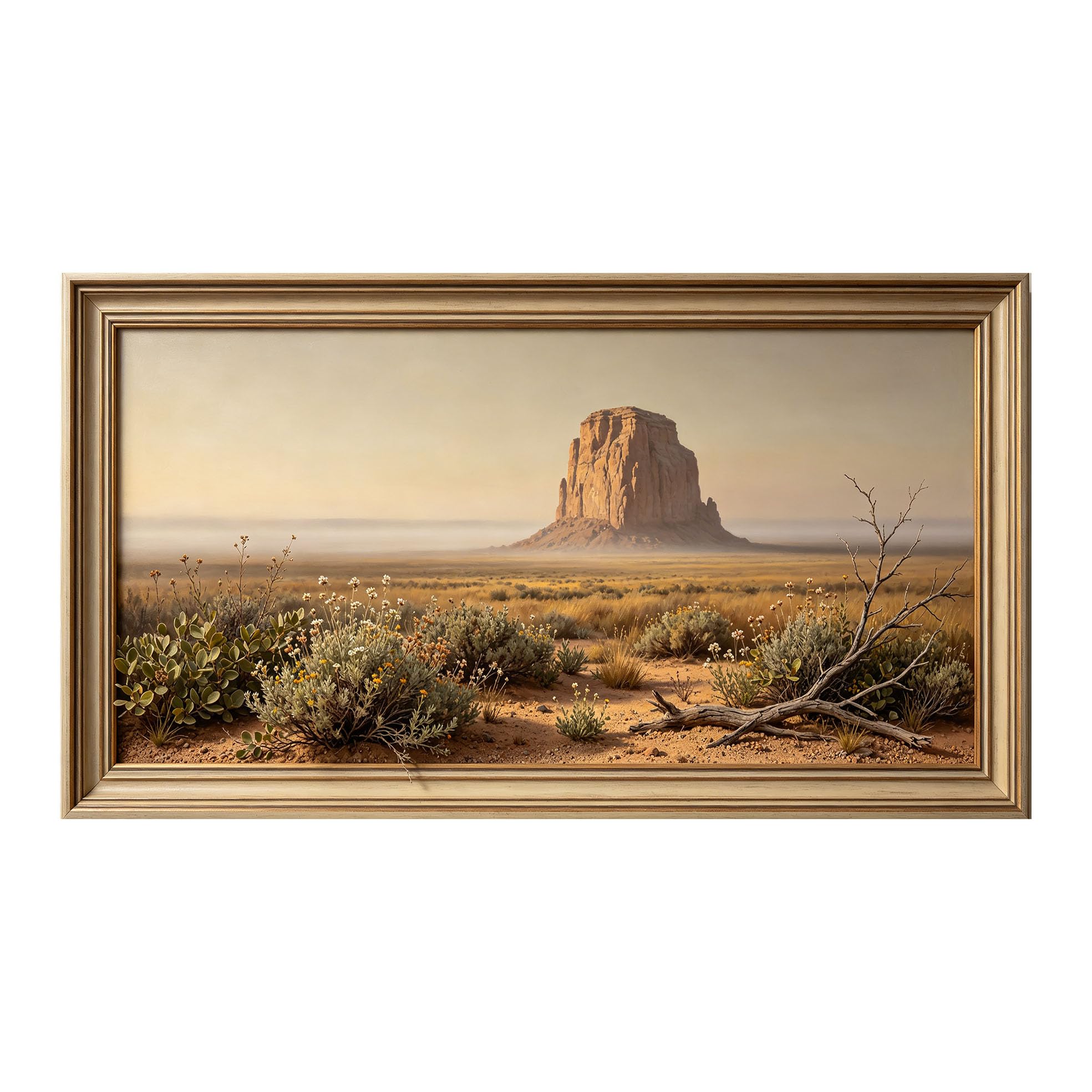Yzpallescene 3D Framed Wall Art 50cm×100cm Desert Butte Landscape Southwestern Oil Painting Large Size SelfAdhesive Removable Wall Decor Prints Artwork for Living Room Bedroom Office