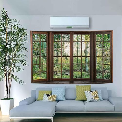 Aidatain Tapiz natural de bosque verde para ventana, tapiz estético de pared para dormitorio, franela de 40 pulgadas de largo x 30 pulgadas de
