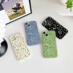 RALEAVO Cas floraux pour iPhone 13,Boîtier en silicone liquide avec motif de branche de fleur étui mignon pour les filles femmes Slim Soft Caoutchouc protecteur pour iPhone 13 (6.1"),vert