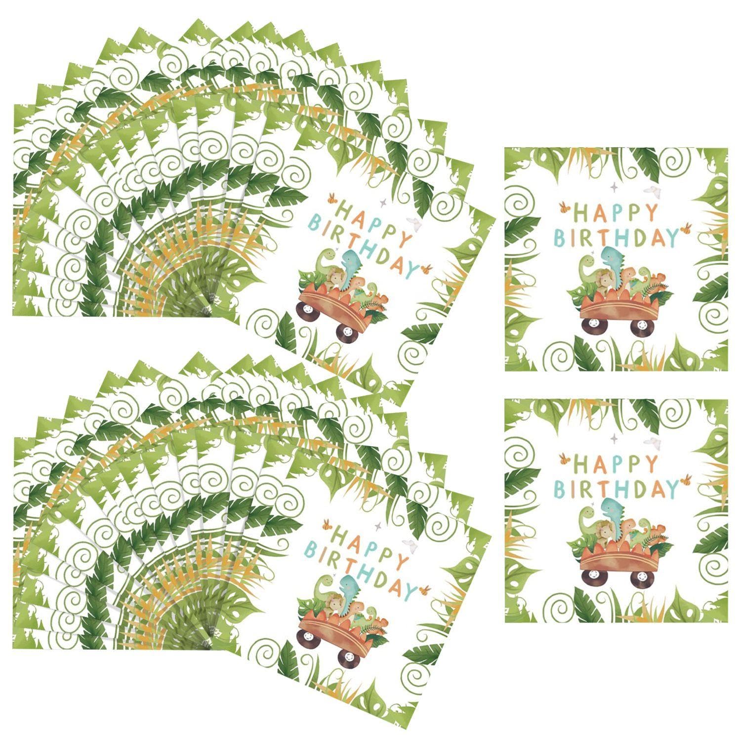 HDGSAFD Serviettes en Papier Dinosaure 32 Pièces, Serviettes en Papier De Dessin Animé Créatif, Décoration De Table, Serviettes