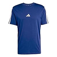 adidas Homme Essentials Three Stripes Single Jersey Tee, Dark Blue/White