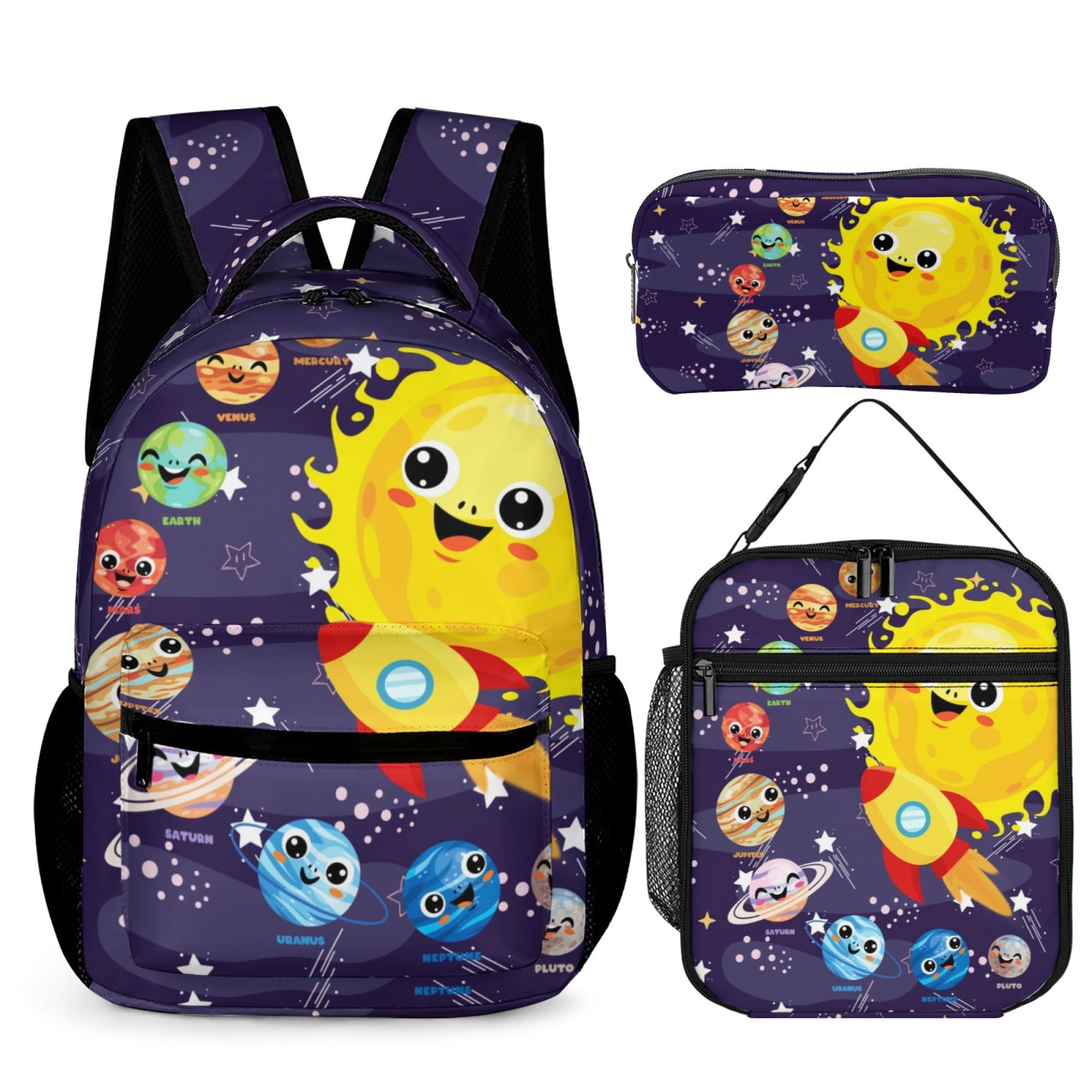 CaomeiWu Solar System Backpack with Lunch Bag & Pencil Case, 17 in Bag Set | 900D nylon |…