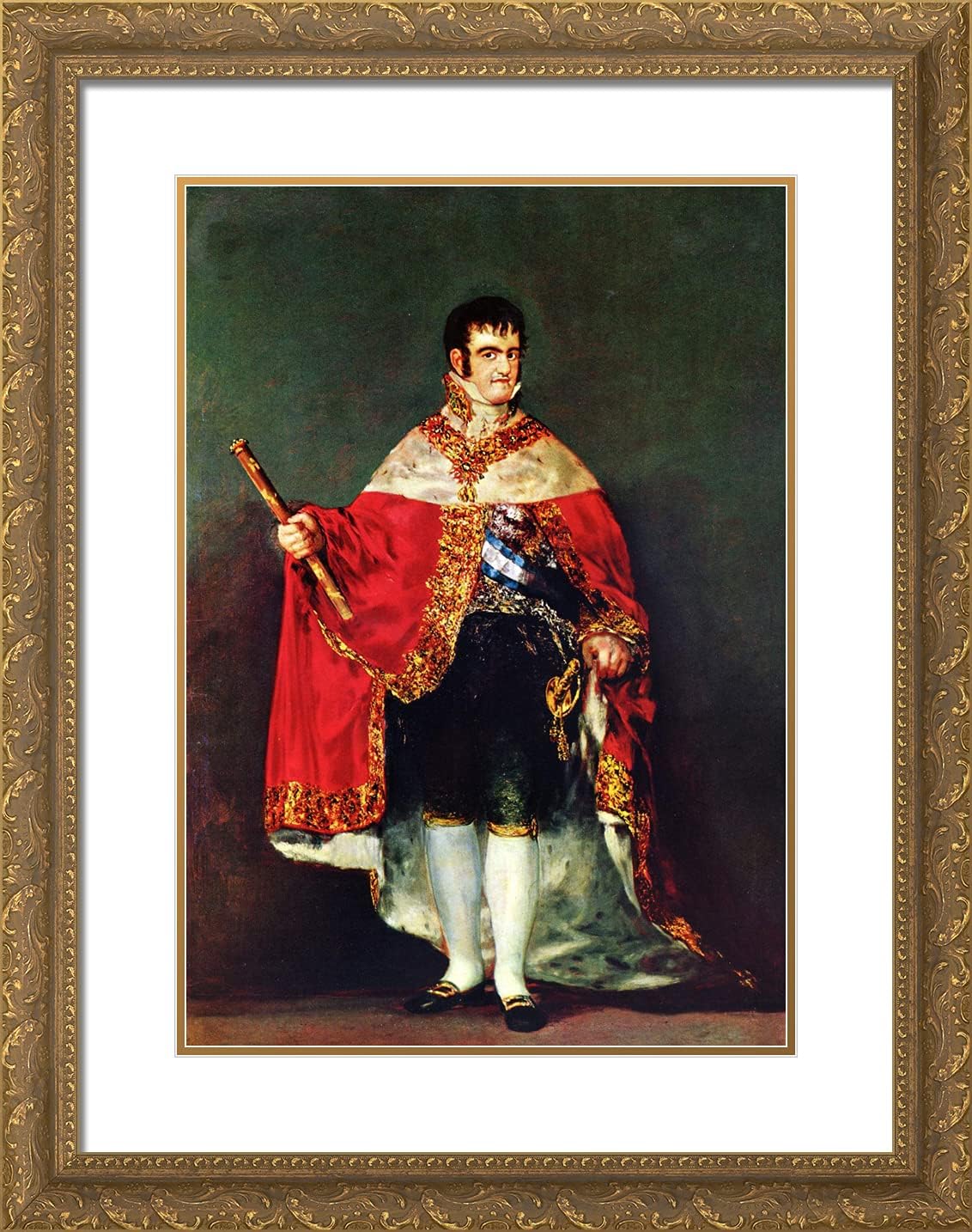 ArtDirect Goya, Francisco 19x24 Gold Ornate Framed Art Print with Double Matting Titled: Portrait of Ferdinand VII