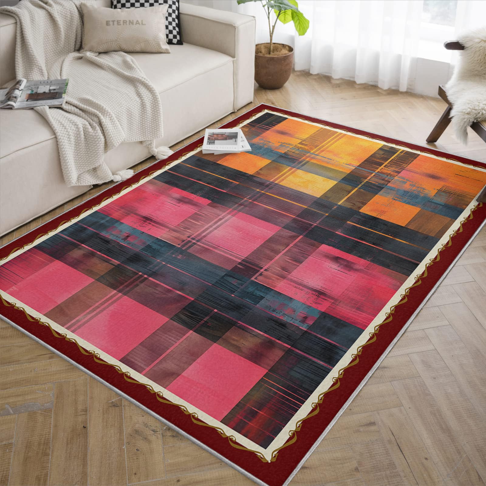 160 x 200 cm dywaniki do salonu dywaniki do salonu zmywalne i cienkie geometryczne podłogi nowoczesne abstrakcyjne podłogi w kratkę bezszwowy dywan do sypialni jadalni