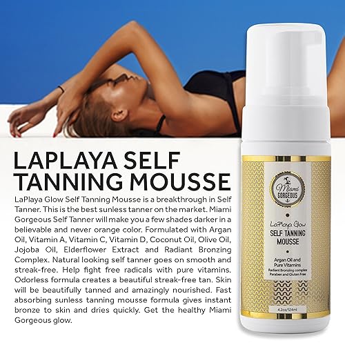 Miniatura 4 de Miami Gorgeous Mousse autobronceador LaPlaya Glow Instant Self Tanner Bronzing Mousse to Tan Skin Ingredientes orgánicos Mejor autobronceador