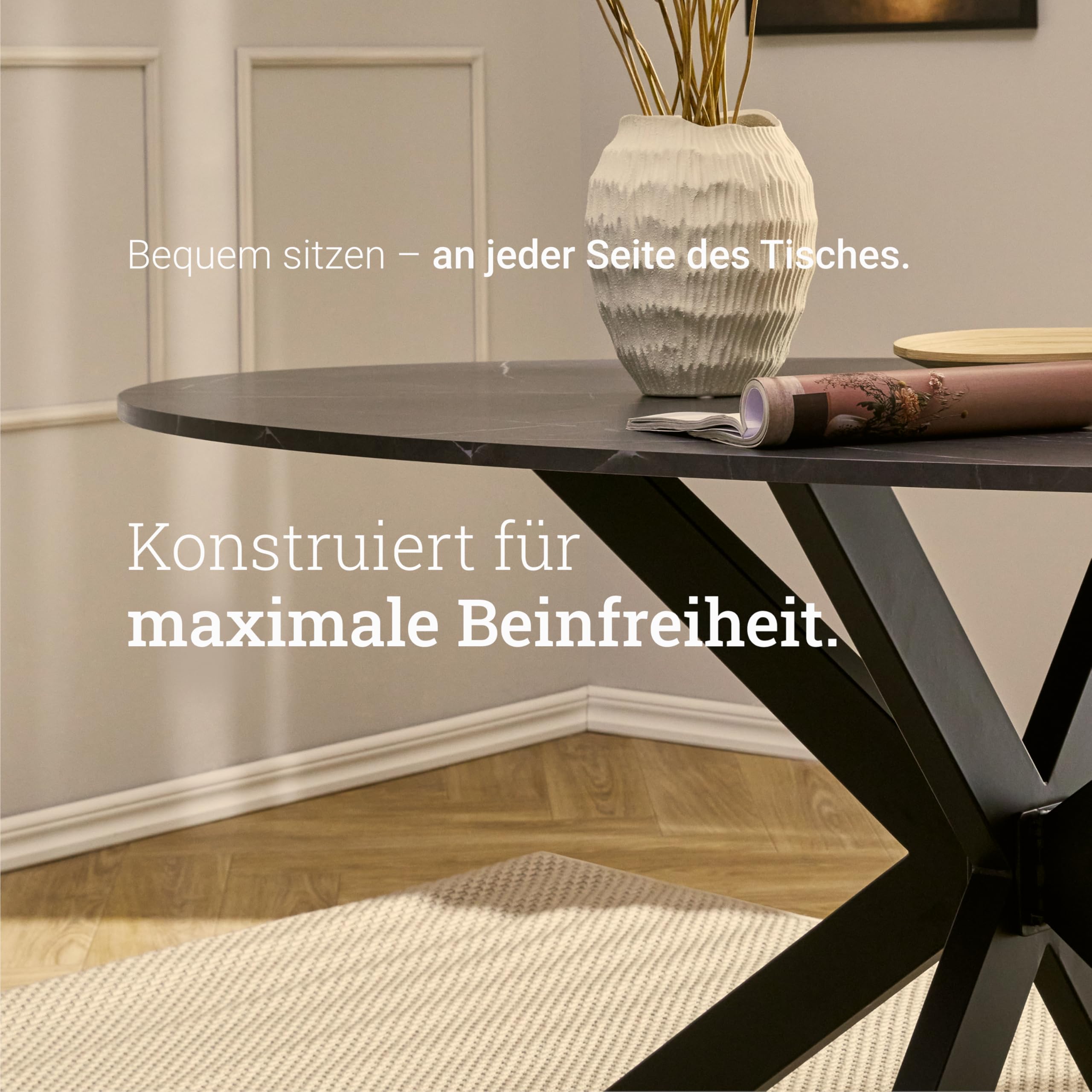 Natural Goods Berlin Spider Tisch-Gestell | Schwerlast Beine aus Metall in Schwarz | Einfache Montage | Kufen für DIY-Projekte wie Schreib- & Esstisch | Füße 71x68x120 cm