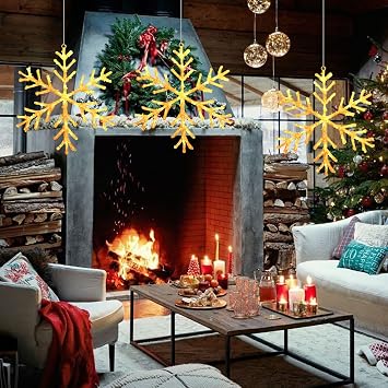 FUCHSUN 13 Inch Lighted Snowflake Christmas LED Window Silhouette Lights