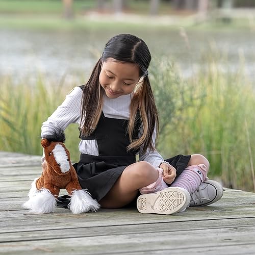Miniatura 4 de The Petting Zoo Caballo Clydesdale de Pie Animal de Peluche, Regalos para Niños, Wild Onez Animales de Granja, Juguete de Peluche de Caballo Marrón,