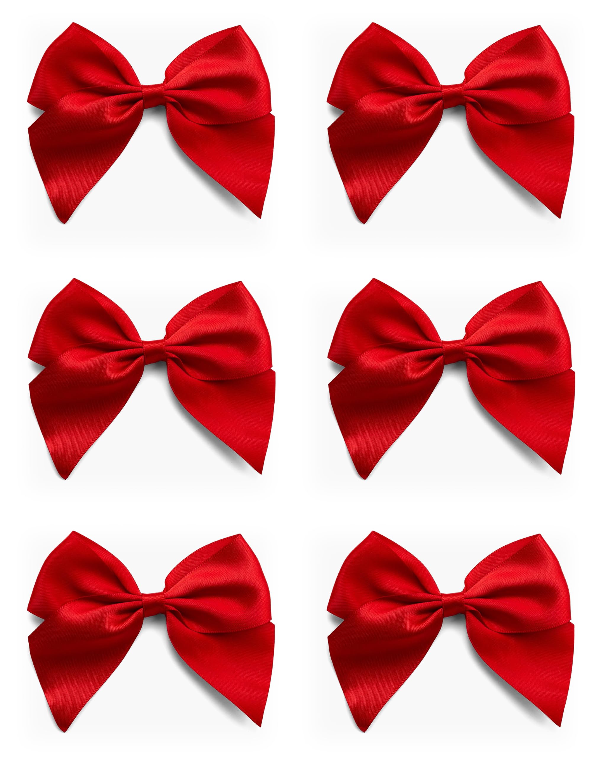 Italian Options Large Satin Ribbon Bows, Self-Adhesive Fabric Bow Decorations for Gift Wrapping, Hampers, Cake Decoration, Hair Bows, Crafts, Crafting, Red, 12 Pack, 10 cm
