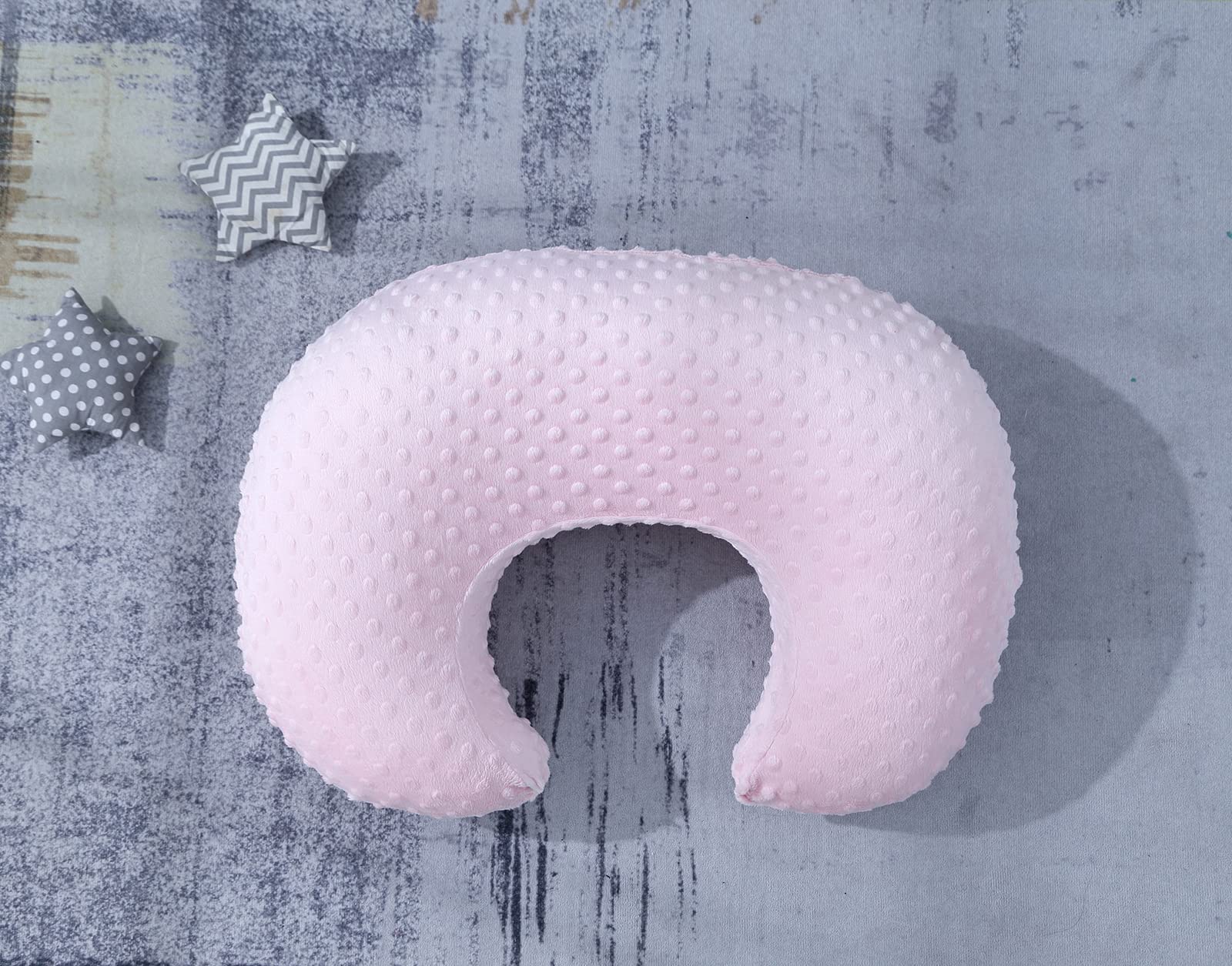 Almohada de lactancia y posicionador para lactancia materna y alimentación con biberón, apoyo para bebé, tiempo de barriga, soporte sentado para bebé, niño, niña, con funda de puntos