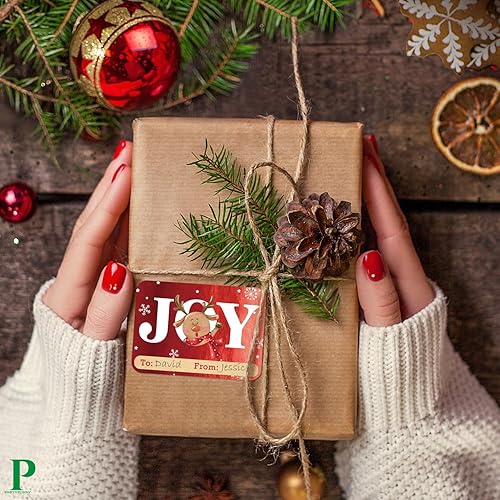 Miniatura 3 de 80 etiquetas adhesivas grandes de papel de aluminio para regalo de Navidad, 8 diseños gigantes, etiquetas de nombre de Navidad para envolver regalos