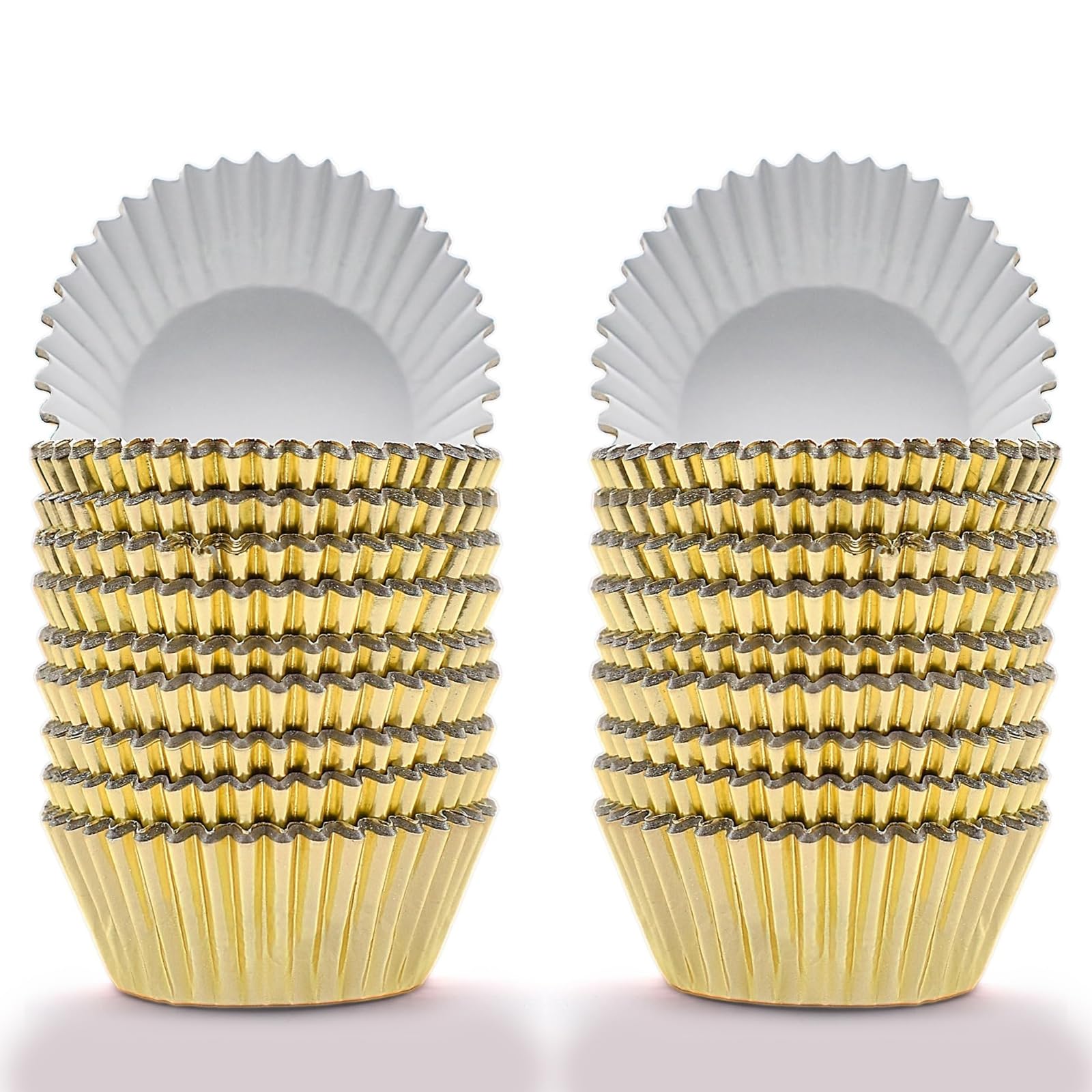 Gold Mini Baking Cases 600 Pack Mini Foil Metallic Cupcake Foil Lined Cupcake Case Muffin Cakes Paper Liners Cases for Wedding Birthday and Anniversary Party and Bakes