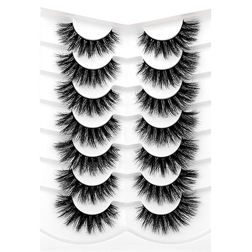 Miniatura 44 de Pooplunch Pestañas postizas de pelo de visón sintético, estilo de ojo de gato, paquete de pestañas postizas naturales esponjosas, paquete múltiple