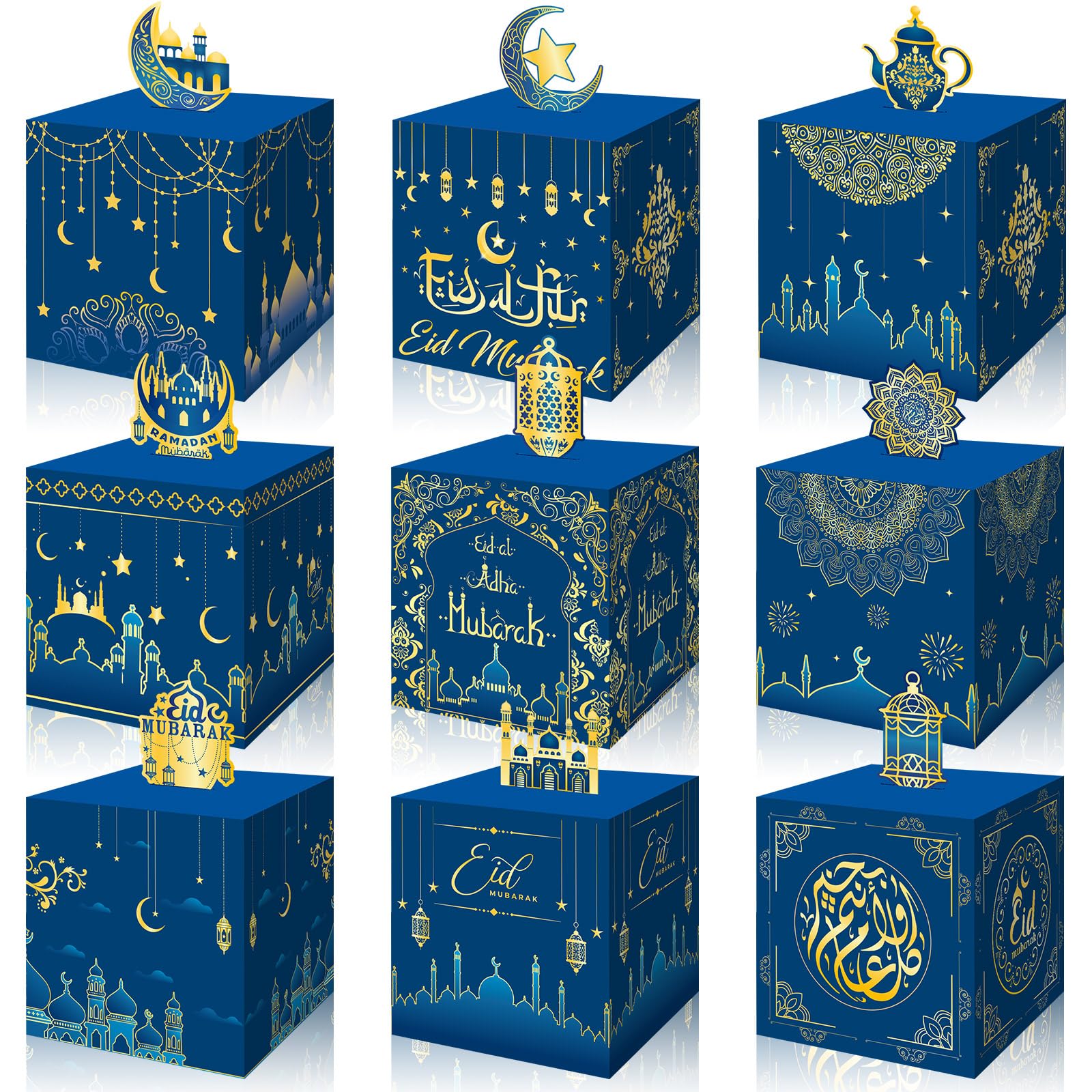 Tenceur 36 Pcs Ramadan Eid Mubarak Treat Boxes Ramadan Gift Boxes Eid Mubarak Party Favors Decorations Candy Bakery Chocolate Goodie Boxes Ramadan Kareem Treat Boxes for Eid Party Supplies(Groovy)