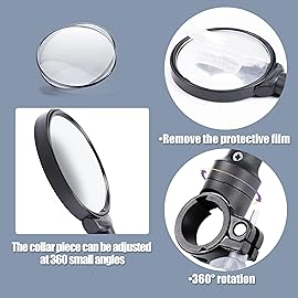 Newlight66 Bike Mirror, Adjustable Handlebar Rear View Mirrors For Mountain Road Bike Bicycle Electric Motorcycle (Black-2PC)