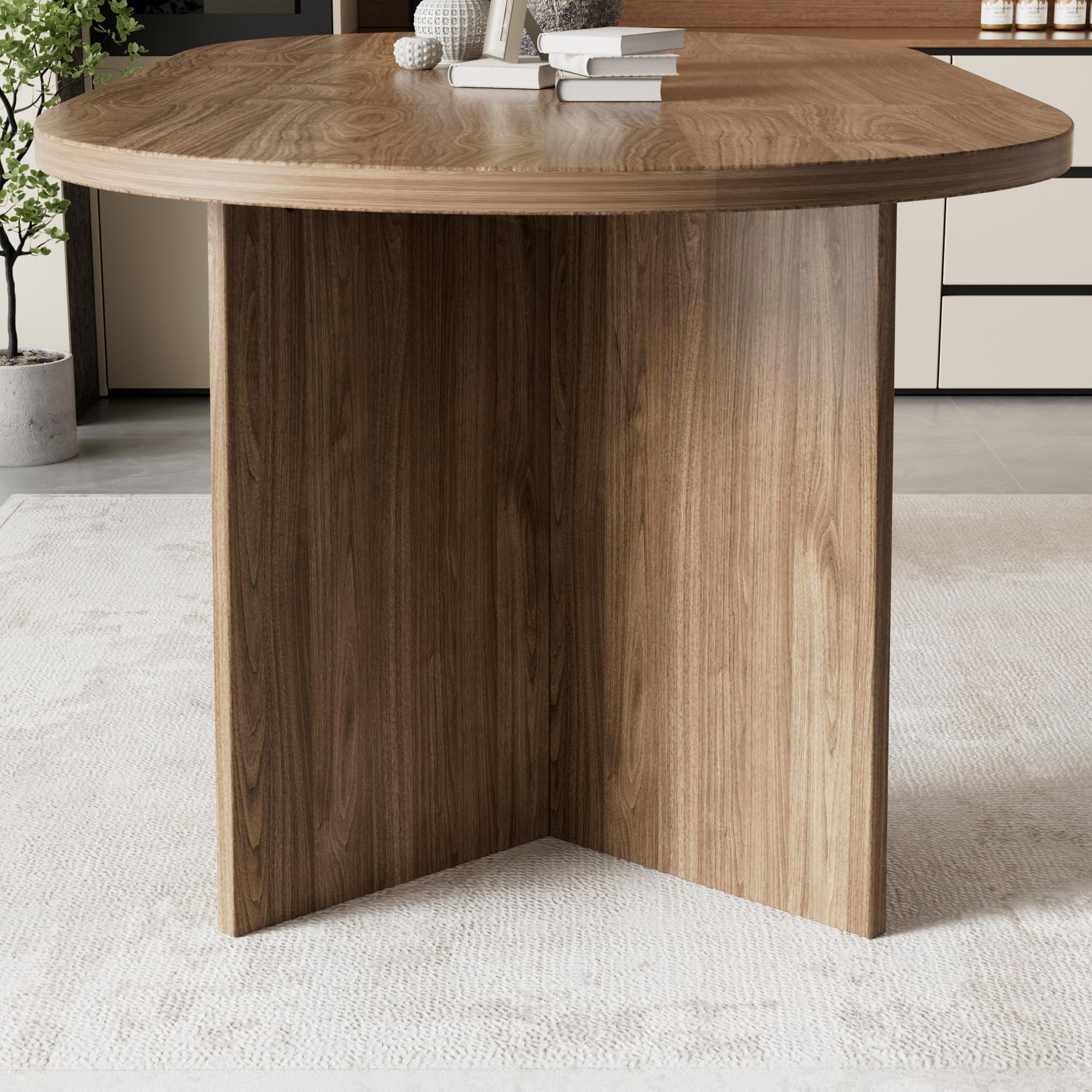 MSFE Tavolo Ovale da Pranzo per 6-10 Persone, Tavolos in legno per Cucina di Casa Soggiorno, Tavolo da Pranzo Marrone, Tavoli moderno per Tempo Libero, 190x90x76cm