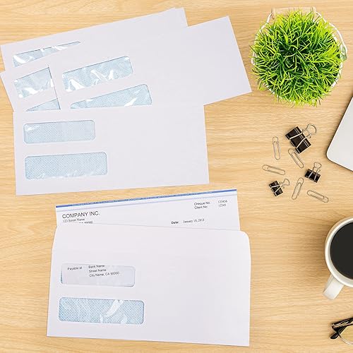 Miniatura 7 de ACSTEP Paquete de 500 sobres de doble ventana, sobres de seguridad autosellados para negocios, Quickbooks con cierre autosellante, 4 18 x 9 12