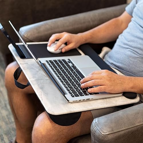 Miniatura 58 de LAPGEAR - Escritorio de regazo para oficina en casa con repisa para dispositivos, alfombrilla de mouse y soporte para teléfono, carbón plateado, se