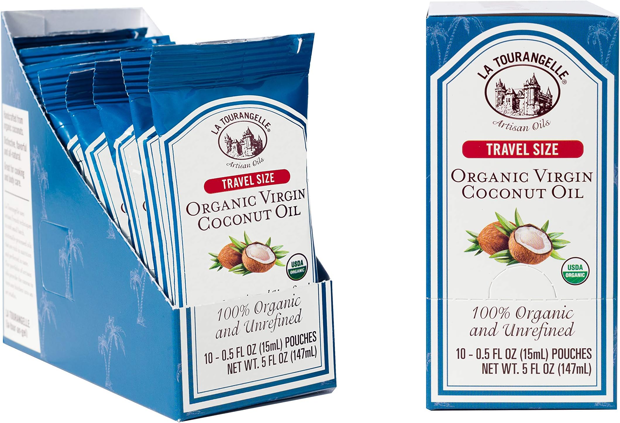 La Tourangelle, Organic Virgin Coconut Oil, Packaging May Vary, 3-Carton, 0.5 Fl Oz, Pack of 30
