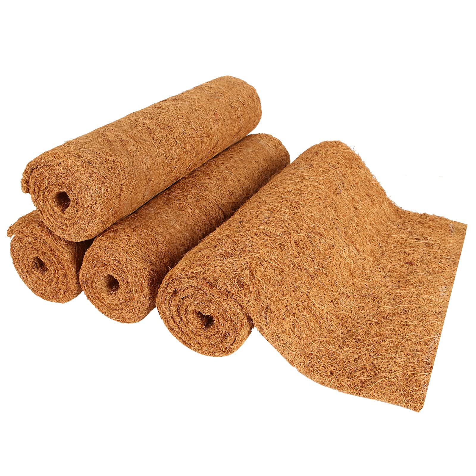 4 Rolls Coco Liner Roll for Hanging Baskets, 40x100cm /16"x40" Coco Planter Liners Rolls, Natural Coconut Coir Lining for Garden Wall Troughs Window Box Animal Pet Cage Matting