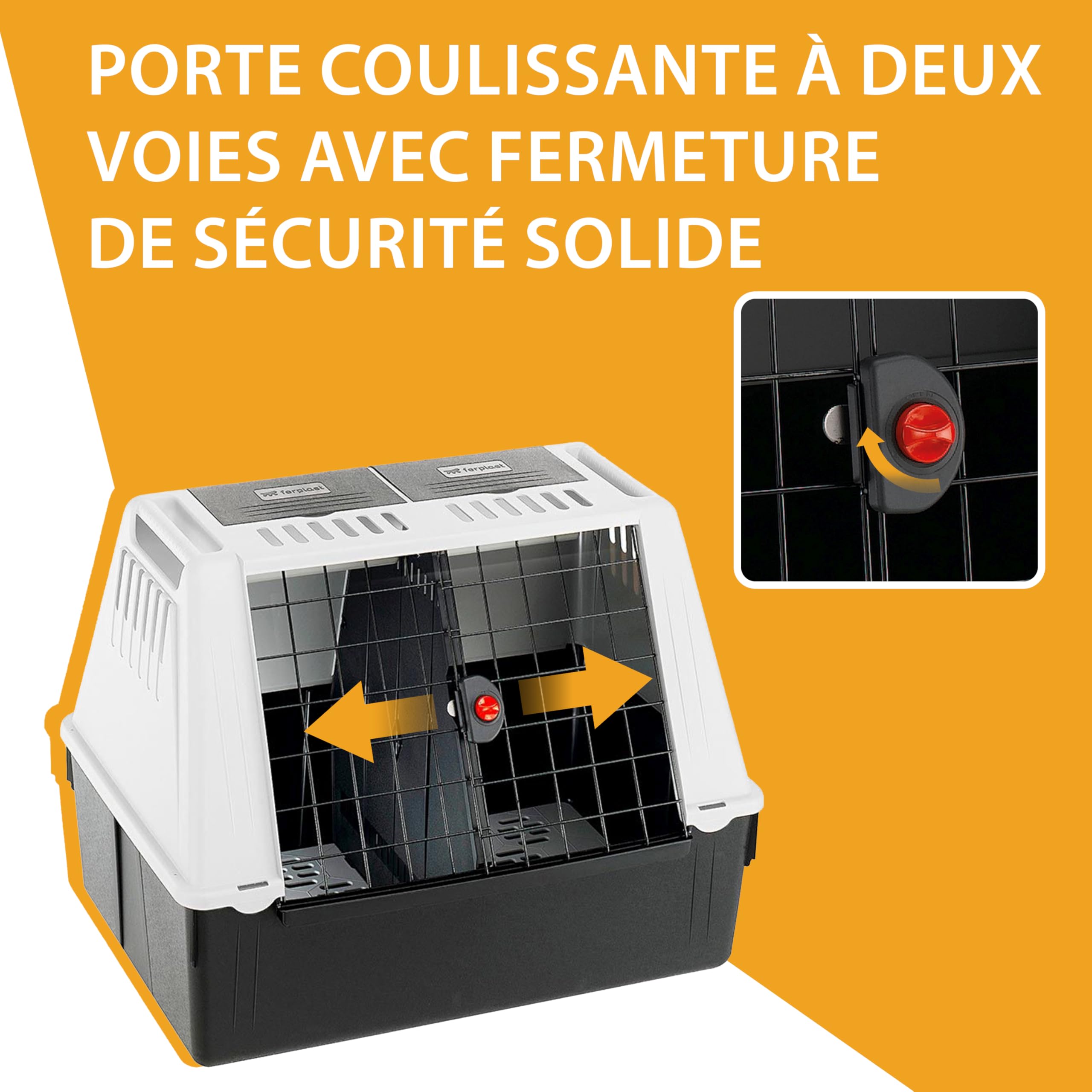 Ferplast Transport Chiens pour Voiture ATLAS CAR 100, Grilles d'aération, Compartiments de rangement, Tapis Drainant