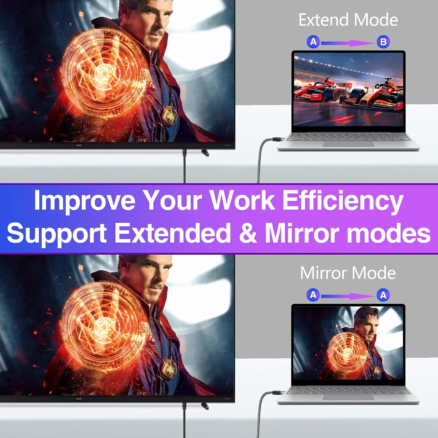 4K USB C to DisplayPort Adapter 2 Pack, Type-C Male (Source) to DP Female (Screen),Braided Cord Connector 4K@60Hz,Thunderbolt 3/4 Compatible, for iPhone16 Series, MacBook Pro, Air, iPad Pro, Galaxy 24