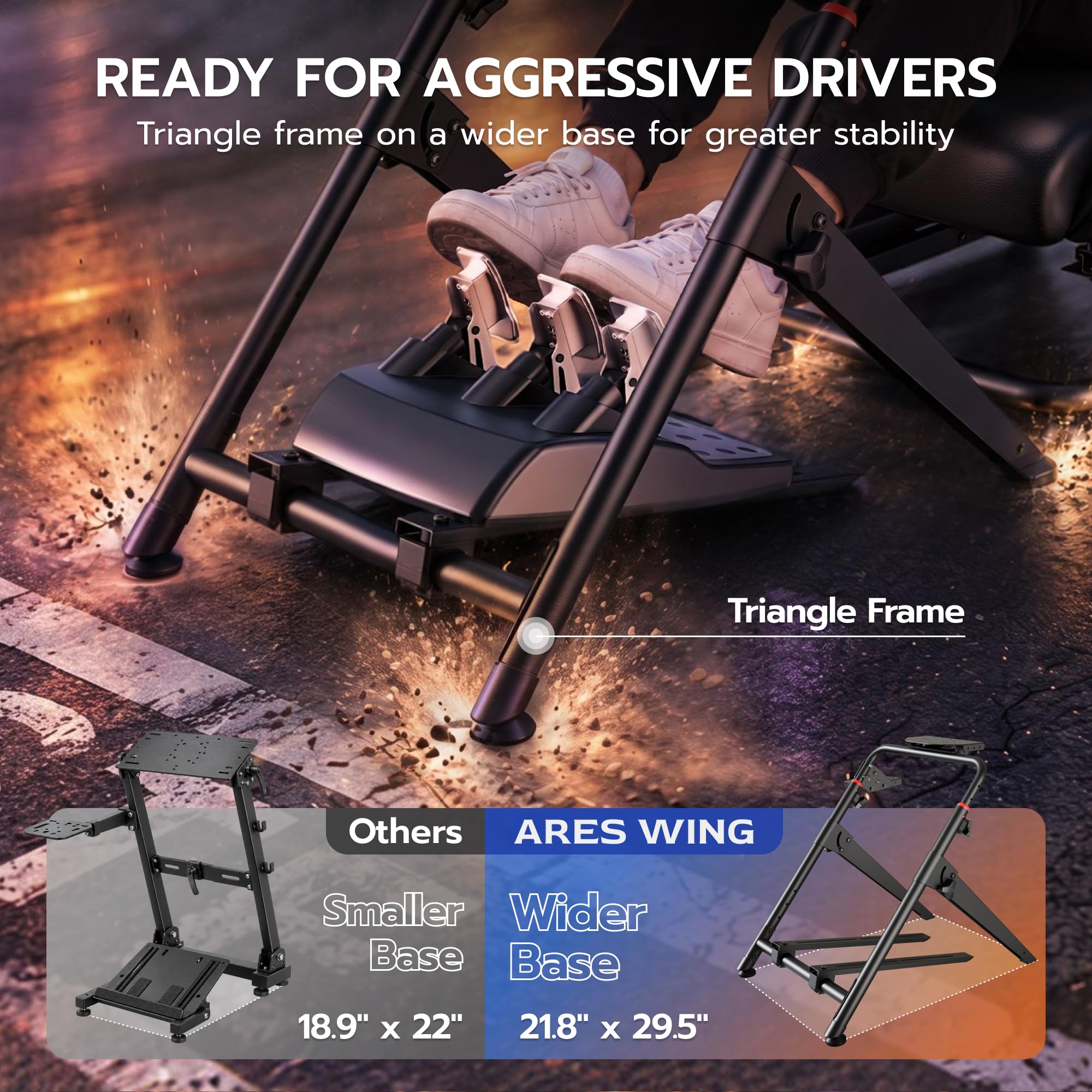 Amazon.co.jp: ARES WING Sim レーシングホイールスタンド 折りたたみ