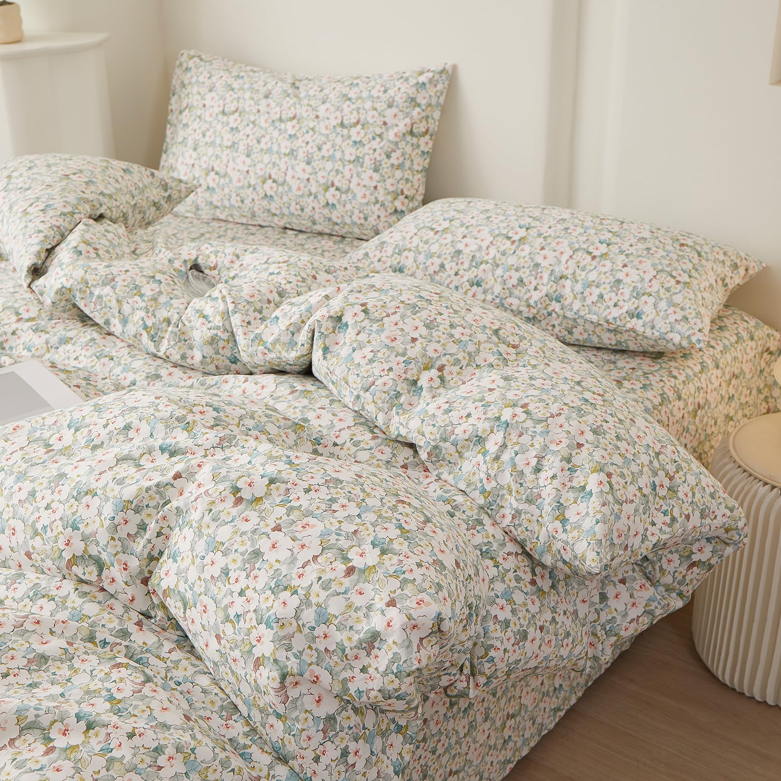 LifeTB Cottagecore Flowers Comforter Set Full Size Chic Floral Bedding Set